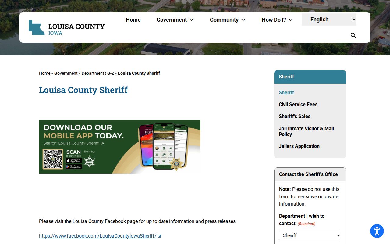 Official Louisa County Sheriff contact and public information page