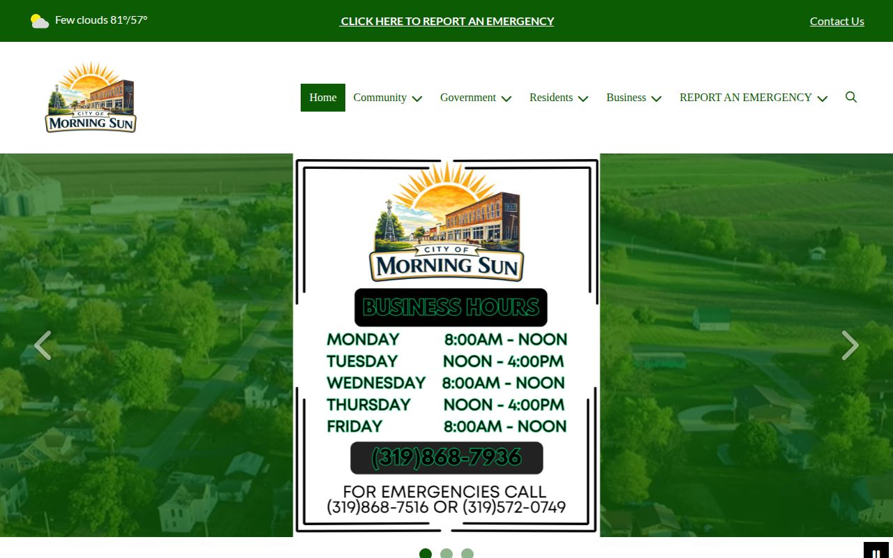 Morning Sun official city page for sheriff-policed arrest record routing