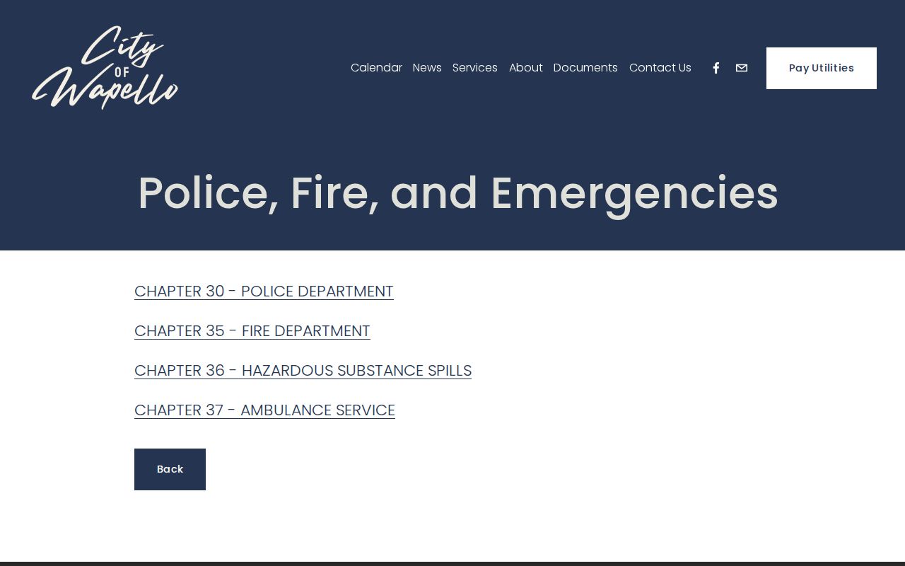 Wapello Police Department official arrest record contact page